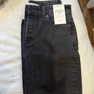 Madewell Black Wash Barrel Jeans Brand New With Tags Size 24